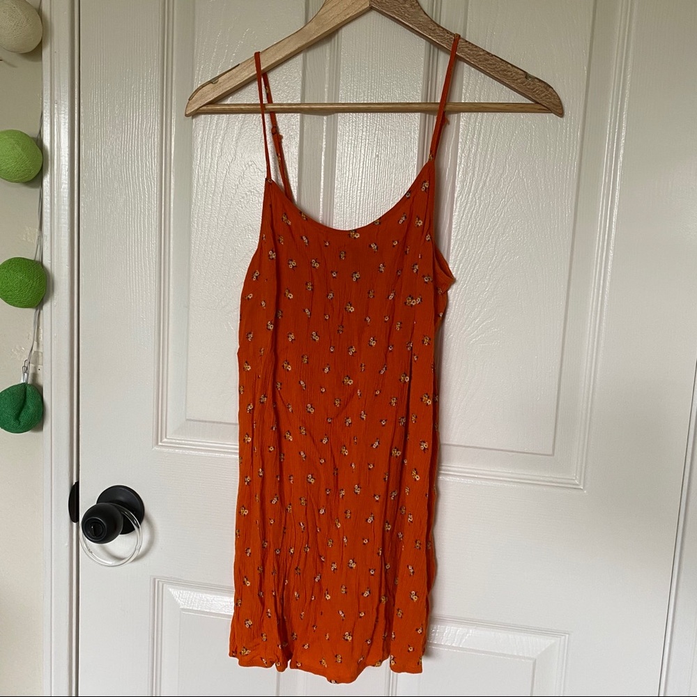 Orange Floral Print Dress